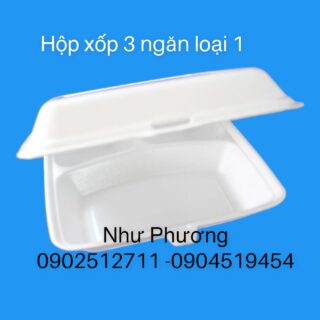 Hộp Xốp Đựng Cơm 3 Ngăn loại 1_Combo 150 cái Hộp xốp